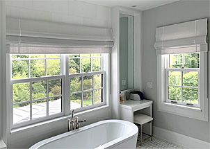 Soft Roman Shades in Bathroom